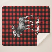 Rustikaler Elch-Büffel-Karo-Holzfäller kariert Sherpadecke (Vorderseite (Horizontal))