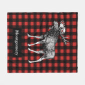 Rustikaler Elch-Büffel-Karo-karierter Familienname Fleecedecke (Vorderseite (Horizontal))