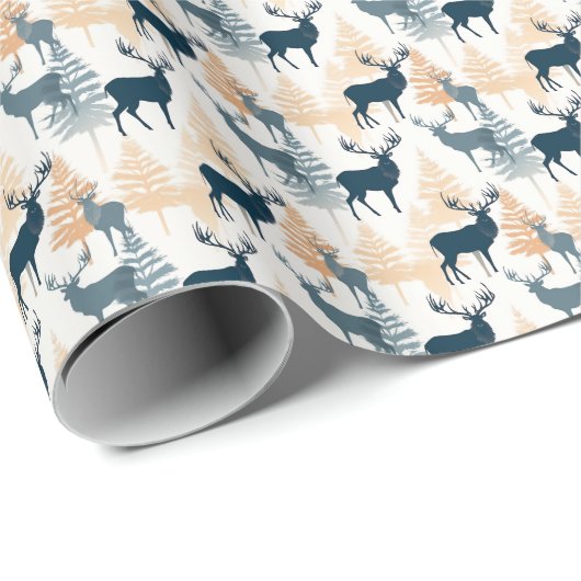 Rustikaler Elch im Schnee Geschenkpapier (Rolleneckpunkt)
