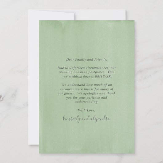 Rustikaler Elegant Grünkalender Ändern Sie das Dat Ankündigung (Rückseite)