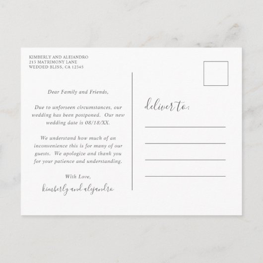 Rustikaler Elegant Grünkalender Ändern Sie das Dat Ankündigungspostkarte (Rückseite)