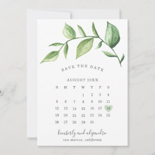 Rustikaler eleganter Hochzeitskalender mit Grünpfl Save The Date