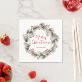 Rustikaler eleganter Wasserfarben-Weihnachtskranz  Serviette (Beispiel)