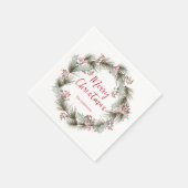 Rustikaler eleganter Wasserfarben-Weihnachtskranz  Serviette (Ecke)