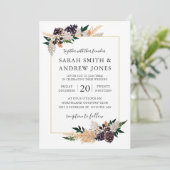 Rustikaler Eleganz-Kiefern-Kegel, Farn und Grün Einladung (Stehend Vorderseite)