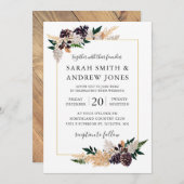 Rustikaler Eleganz-Kiefern-Kegel, Farn und Grün Einladung (Vorne/Hinten)