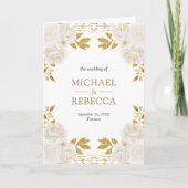 Rustikaler Elfenbein-Blumen-Gold-Glitter-QR-Code-H Einladung (Vorderseite)