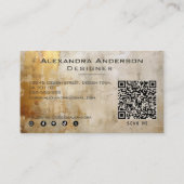 Rustikaler Elfenbeingolden Glitzer Abstrakt Berufl Visitenkarte (Rückseite)