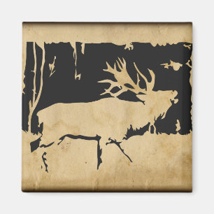 Rustikaler Elk Wildlife Hunting Nature Animals Küh Magnet