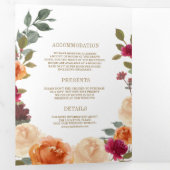 Rustikaler, erdiger, blumenreicher QR-Code Hochzei Dreifach Gefaltete Einladung (Innen Erste Seite)