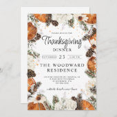 Rustikaler Erntedank Abendessen Citrus Pine Einladung (Vorne/Hinten)