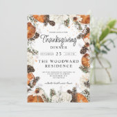 Rustikaler Erntedank Abendessen Citrus Pine Einladung (Stehend Vorderseite)
