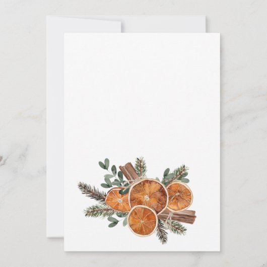 Rustikaler Erntedank Abendessen Citrus Pine Einladung (Rückseite)