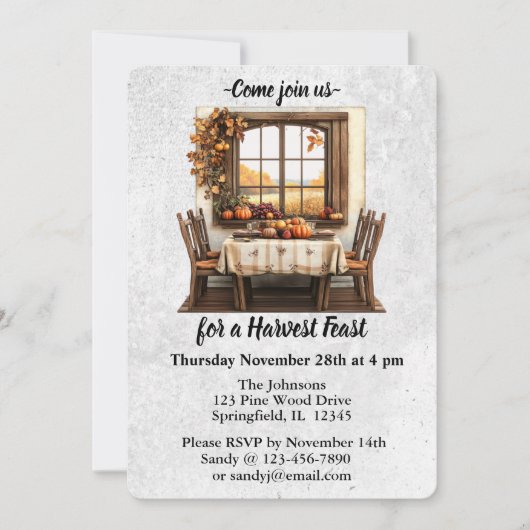 Rustikaler Erntedank Ansammlung Einladung (Vorderseite)