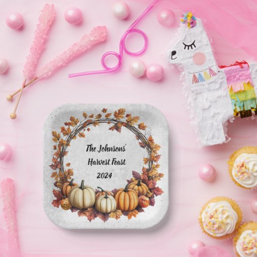 Rustikaler Erntedank Ansammlung Pappteller (Party)