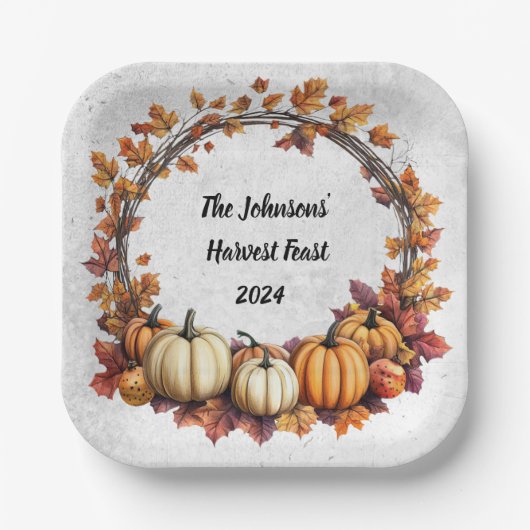 Rustikaler Erntedank Ansammlung Pappteller (Vorderseite)