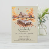 Rustikaler Erntedank aus Holz danken Einladung (Stehend Vorderseite)