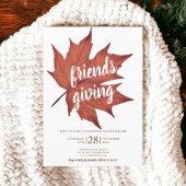 Rustikaler Erntedank aus rotem Ahornblatt Einladung