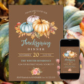 Rustikaler Erntedank Blütenkürbis Einladung