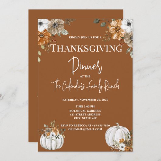 Rustikaler Erntedank Einladung (Vorne/Hinten)