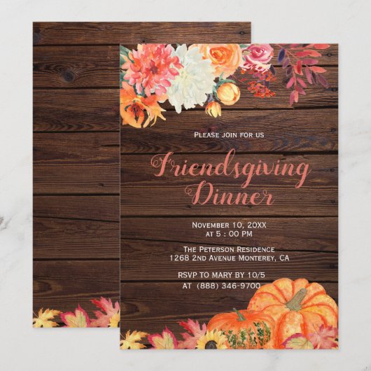 Rustikaler Erntedank | Einladungen (Vorne/Hinten)