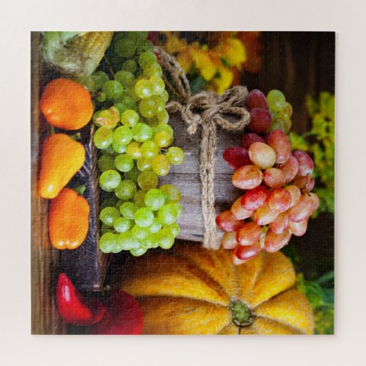 Rustikaler Erntedank erntet Obst und Gemüse Puzzle (Horizontal)