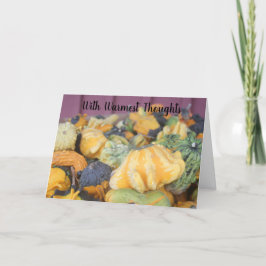 Rustikaler Erntedank Farm Gourds Foto Orange Feiertagskarte