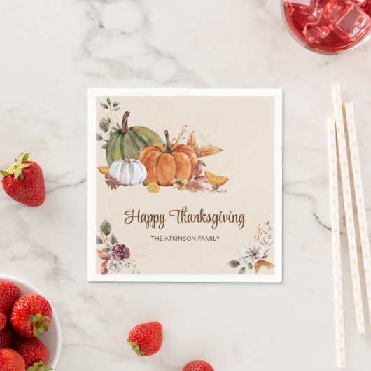 Rustikaler Erntedank Freundschaft Herbst Party Serviette (Beispiel)