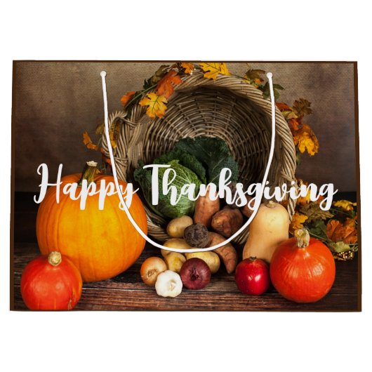 Rustikaler Erntedank Große Geschenktüte (Vorderseite)