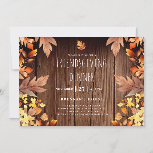 Rustikaler Erntedank Herbst Abendessen Einladung (Vorderseite)