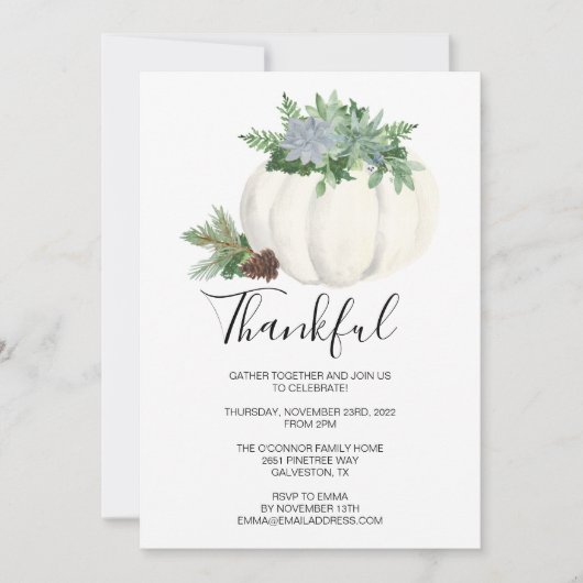 Rustikaler Erntedank Herbst Kürbisfest Einladung (Vorderseite)