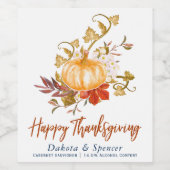 Rustikaler Erntedank Herbst Pumpkin Patch Gourds Weinetikett (Einzelnes Label)