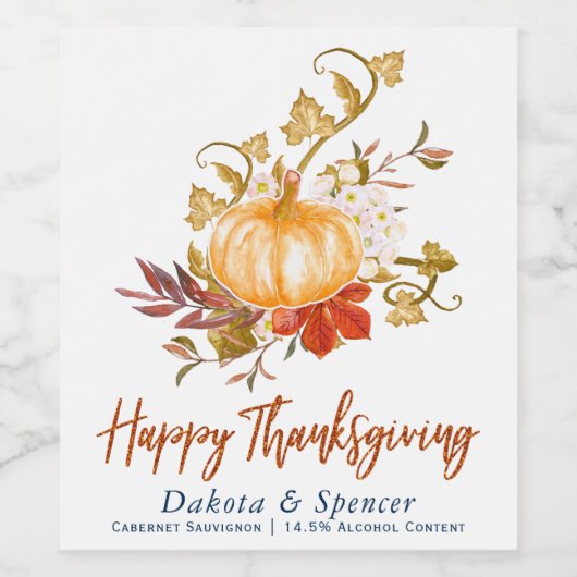 Rustikaler Erntedank Herbst Pumpkin Patch Gourds Weinetikett (Einzelnes Label)