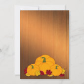 Rustikaler Erntedank Herbstlaub Türkei Pumpkin Einladung (Rückseite)