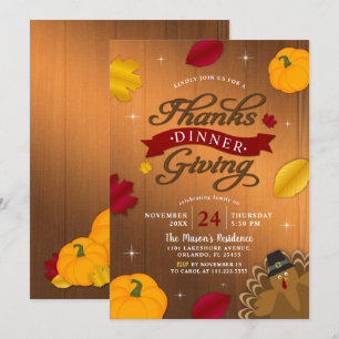 Rustikaler Erntedank Herbstlaub Türkei Pumpkin Einladung