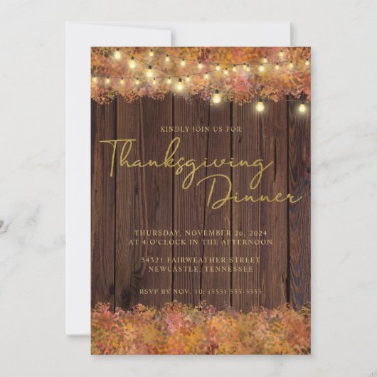 Rustikaler Erntedank Herbstlichter Einladung (Vorderseite)