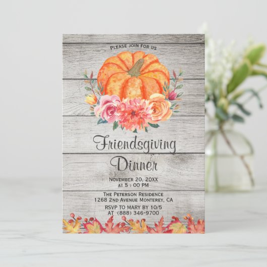 Rustikaler Erntedank Holz Einladungen (Stehend Vorderseite)