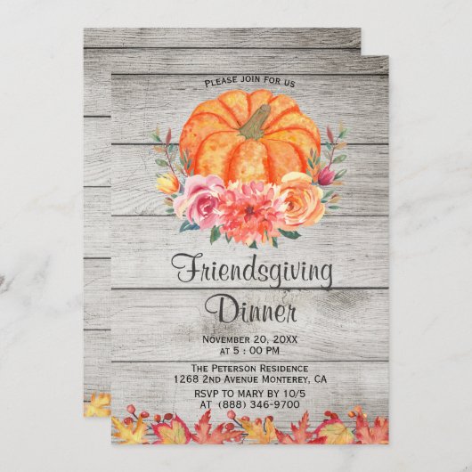 Rustikaler Erntedank Holz Einladungen (Vorne/Hinten)