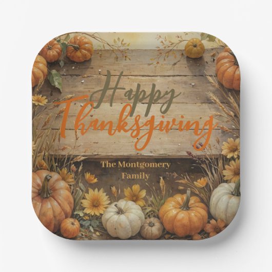 Rustikaler Erntedank im Bauernhaus Pappteller (Vorderseite)