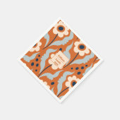 Rustikaler Erntedank Orange Florals Individuelle N Serviette (Ecke)
