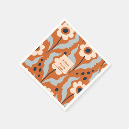 Rustikaler Erntedank Orange Florals Individuelle N Serviette (Ecke)
