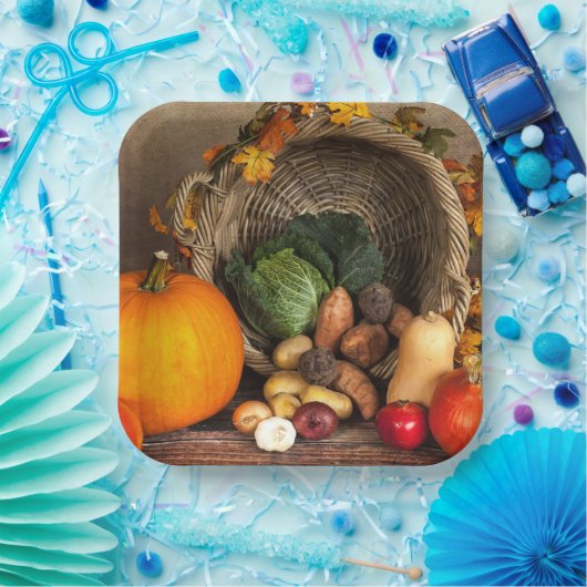 Rustikaler Erntedank Pappteller (Party)