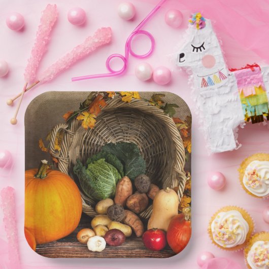 Rustikaler Erntedank Pappteller (Party)