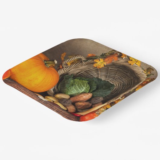 Rustikaler Erntedank Pappteller (Gewinkelt)