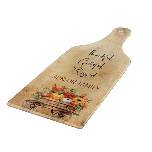 Rustikaler Erntedank Pumpkin Floral Cutting Board Schneidebrett (Ecke)