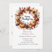 Rustikaler Erntedank Pumpkin Wasserfarben Herbst Einladung (Vorne/Hinten)