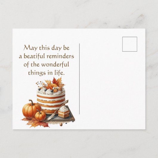 Rustikaler Erntedank Pumpkin Wasserfarben Herbst Postkarte (Rückseite)