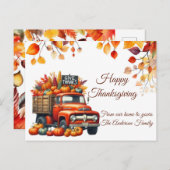 Rustikaler Erntedank Pumpkin Wasserfarben Herbst Postkarte (Vorne/Hinten)