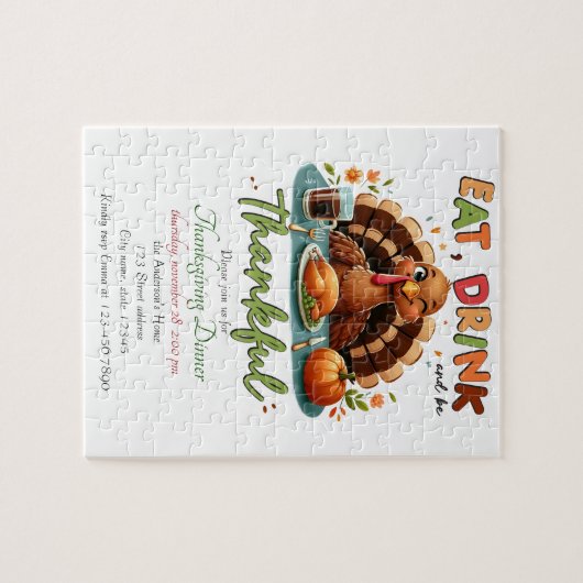 Rustikaler Erntedank Pumpkin Wasserfarben Herbst Puzzle (Horizontal)