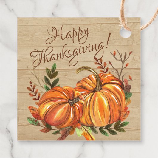 Rustikaler Erntedank Pumpkins Geschenkanhänger (Rückseite)